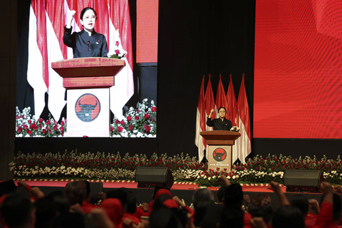 Ketua DPP PDIP Puan Maharani mengisi pembekalan di Bimtek partai PDIP hari pertama di Bali, Rabu (30/7/2025). Foto: PDIP